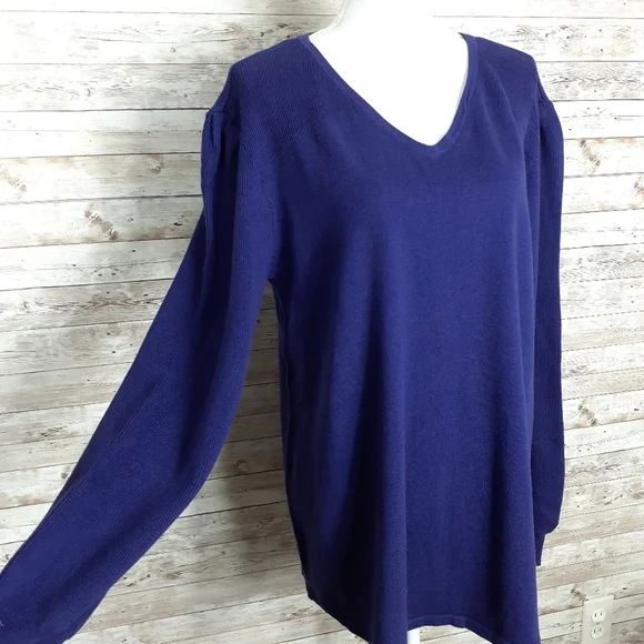 Style & Co Sweater L Long Sleeved Purple 23 - Picture 2 of 5